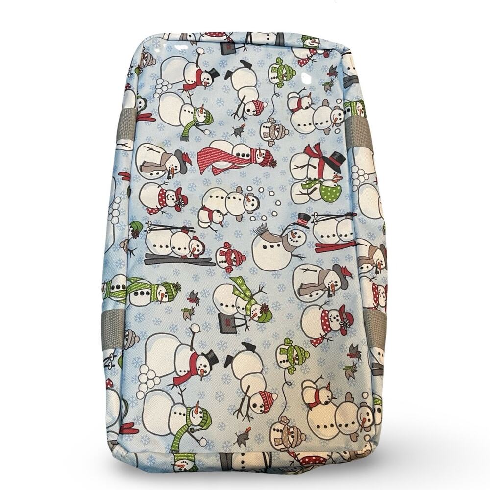 Thirty-One Small Utility Tote Snow Daze Snowman Blue Snowflake Organizer Bag 31 - Picture 11 of 12